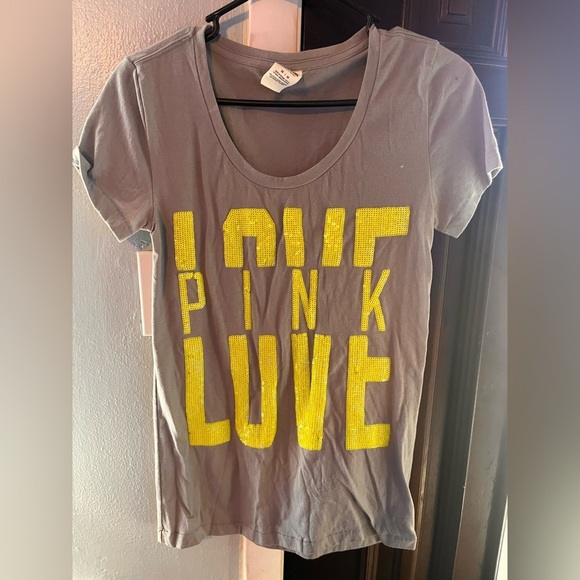 Victoria's Secret Tops - Victoria's Secret Pink Gray Tank with Yellow Accents Y2K